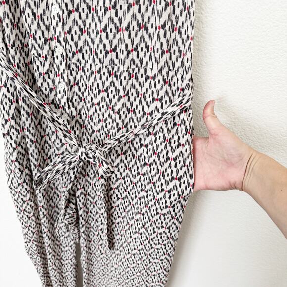 [XÍRENA] Haven Tile Geometric Print Cassi Jumpsuit Belt Flutter Sleeves Sz Large - Picture 6 of 13